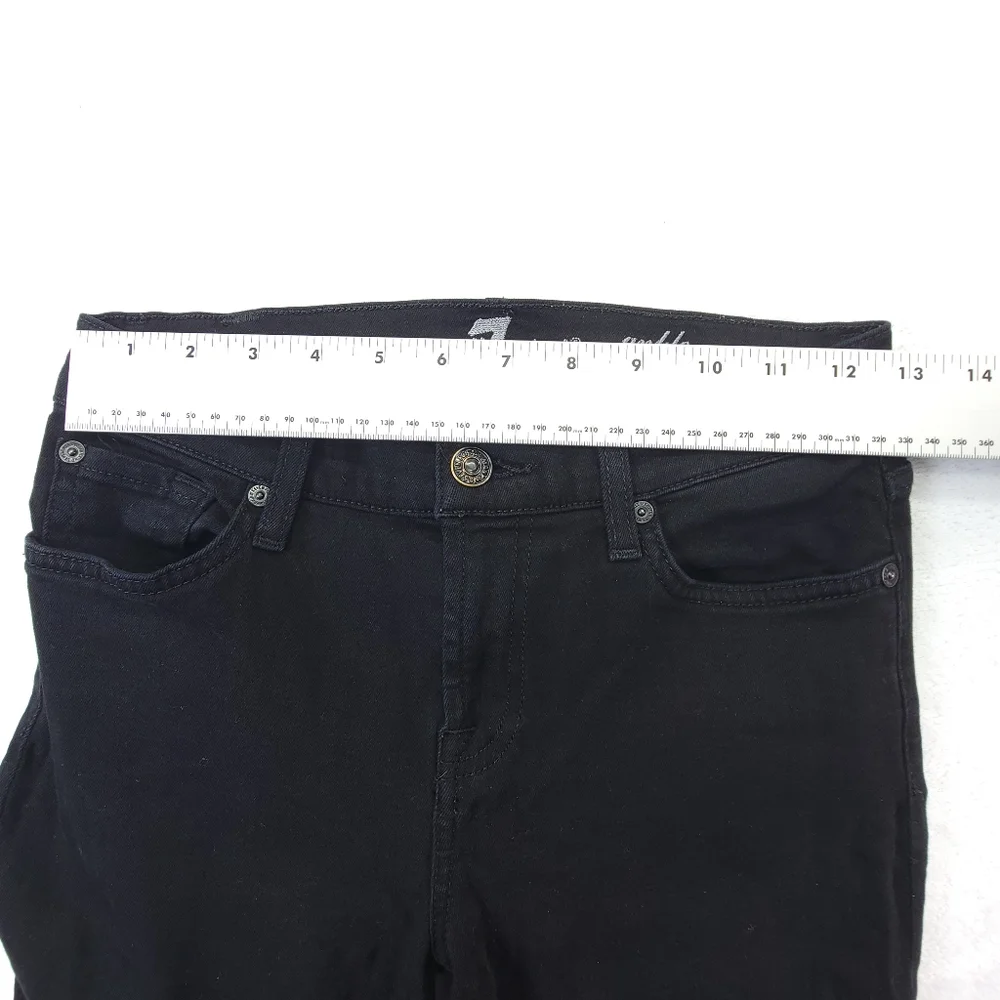 7 For All Mankind Womens Gwenevere Ankle Skinny Jeans Raw Hem Black Size 25 - Picture 8 of 10